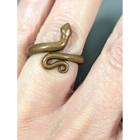 Copper Coiled Snake Ring Size 5.5 Egyptian Revival Boho - Picture 5 of 5